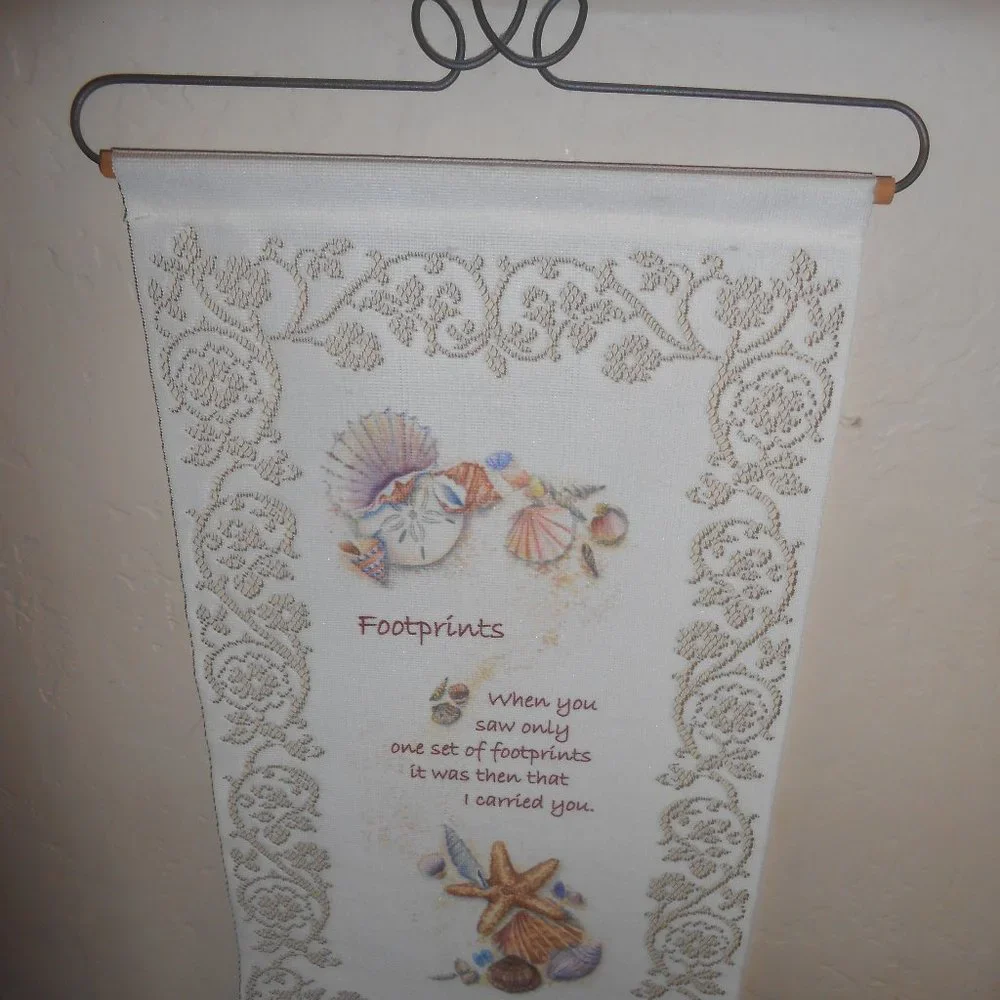 Beautiful Hanging Lace Cloth Banner FOOTPRINTS Sign 💖